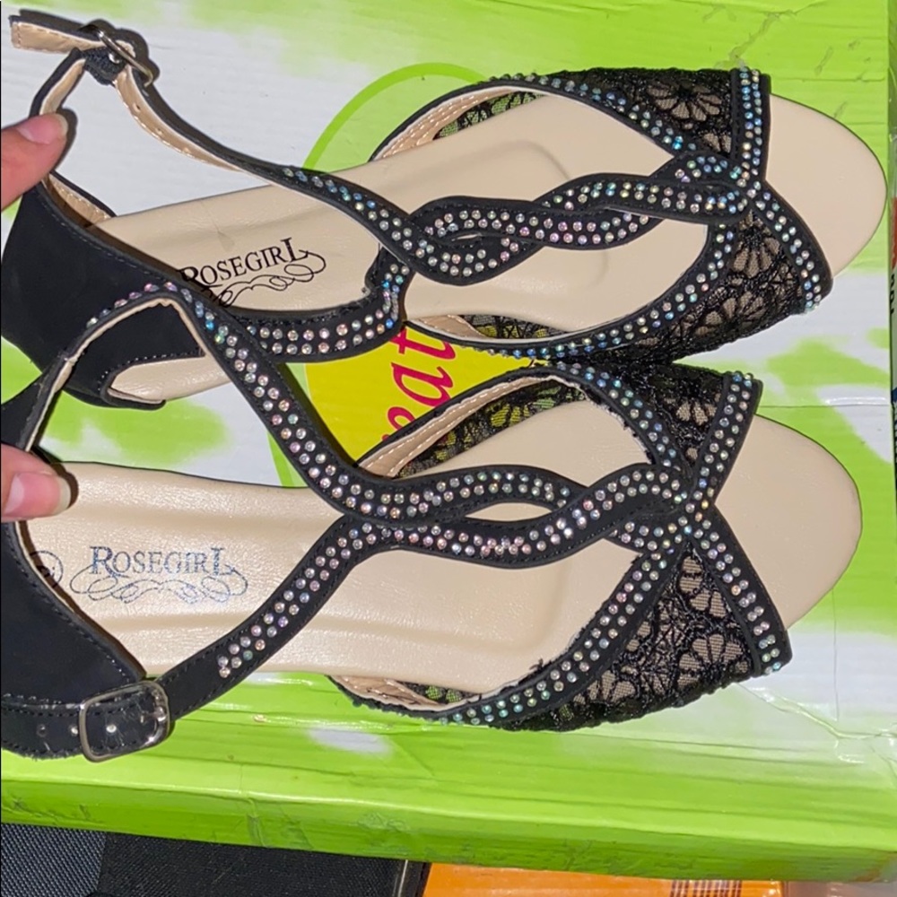 Rosegirl black gemstone sandals